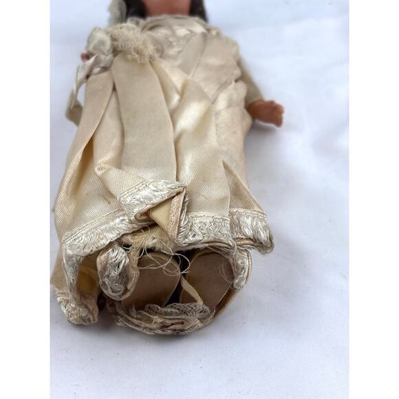 Vintage Bisque Bride Doll 11" Brunette Blue Eyes 1930s-1940s RARE - Picture 13 of 16